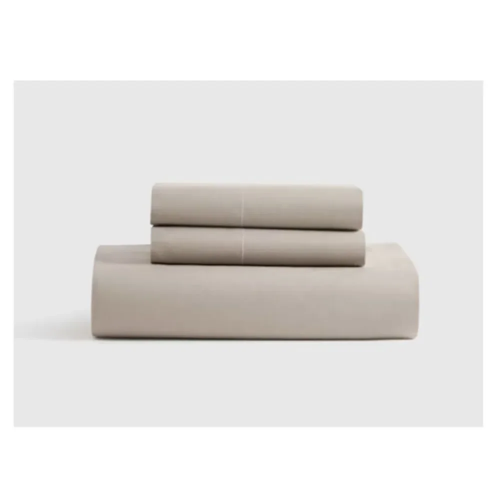 Quince Organic Crisp Percale Fitted Sheet Set Queen Dove